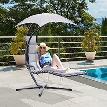Outsunny Poltrona Sdraio Relax Chaise Lounge Lettino Prendisole con Tettuccio Giardino Grigio 190 × 115 × 190cm