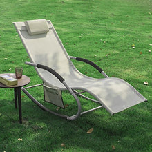 SoBuy® Poltrone Dondolo, Sdraio Relax, Sedie a Sdraio, con poggiatesta, Beige,OGS28-MIX2,IT