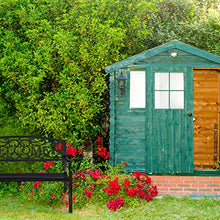 Relaxdays Panca da Giardino Welcome, a 2 Posti, Resistente alle Intemperie, Rivestimento Antiruggine, 87x127x61 cm, Nero