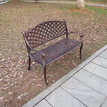 Panchina in Metallo Panca da Giardino per Tempo Libero All'aperto, Panche per Patio in Alluminio Pressofuso Resistenti Alle Intemperie, Panca di Riposo Decorativa per Veranda e Prato-2 Posti