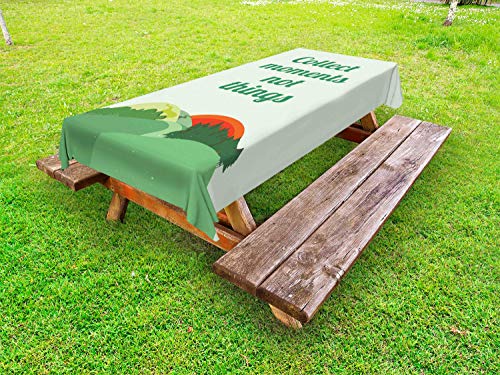 ABAKUHAUS Detto Tovaglia da Esterno, Formulazione montuoso View, Tovaglia da Picnic Lavabile Decorativa, 145 cm x 265 cm, Pale Green Fern Green