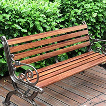 Panca da Giardino Sedile Sedia da Giardino Panchina da Esterno Tempo Libero Legno massello Sedia con Schienale in Ferro battuto Cortile Panca in Legno anticorrosivo in Alluminio pressofuso 5