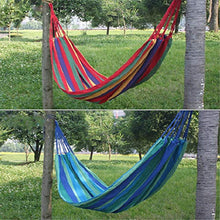 Amaca da campeggio, amaca da letto sospesa a righe in tela resistente e ispessita, amaca da esterno portatile con borsa, per escursioni in spiaggia (Blu, 280 x 80 cm)