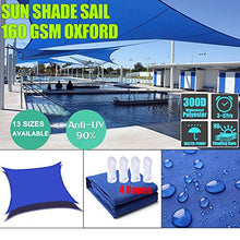 CH-GTJ Tenda da Sole A Vela, Protezione Solare Esterna Impermeabile Awing Rettangolo Baldacchino 98% UV per Posto Auto Coperto Patio Esterno di Grado con Corda Libera,Blu,6X8m