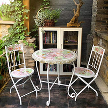 household items 3 Pezzi di Balcone taverna Set Balcone Esterno Combinazione Tavolo e Sedia per Il Tempo Libero, 1 Tavolo in Metallo e 2 sedie Pieghevoli da Giardino, per Camera da Letto/Studio/Villa