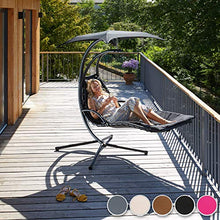 TecTake 800699 Sdraio Sospesa, Parasole Protezione Raggi UV, Sagomatura Ergonomica, Materassino Imbottito e Cuscino Poggiatesta - Disponibile Diversi Colori (Marrone | No. 403075)