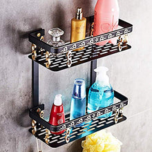 JKCKHA Northern Europe. Bella Retro Doppio Strato d'oro/Lega di Alluminio Nero Drill Hole Bagno Hotel Bathroom Stand/Multifunzione Shelf