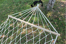 Rete in legno, amaca in corda di cotone, sedia sospesa per il tempo libero, altalena, corda in cotone a 75 fili, carico massimo: 120 (kg)