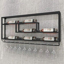 LLT Wine Rack, Della Novità Della Decorazione Della Parete Rack, Wine Rack Mensola Di Vetro Metallo Parete Dichiara 7 Bottiglie e 10 Calici Di Stoccaggio per Kitchen Bar Cantina