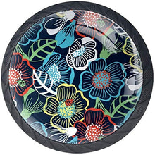 Rosso bianco blu blu del grande modello floreale variopinto Pomelli per Porta Set di 4 Pomelli per Mobili Manopole per Cassetti Cucina Armadio Vetro