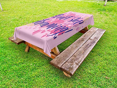ABAKUHAUS Detto Tovaglia da Esterno, Macchie Dont Stop Dreaming d'inchiostro, Tovaglia da Picnic Lavabile Decorativa, 145 cm x 305 cm, Rosa Scuro Lavanda