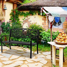 YXLM - Panchina per giardino, in ferro, per giardino, giardino, giardino, giardino, giardino, colore: nero