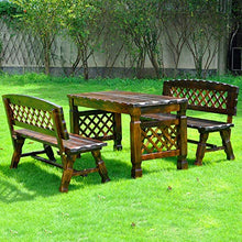 YZ-YUAN Panchina da Giardino panchina da terrazza panchina da Balcone panchina da Esterno, panchina da Giardino con Schienale in Rete, sedili in Legno massello retrò in Legno anticorrosivo carbonizz