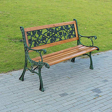 GaoF Panchina da Giardino panchina in Legno massello, Sedia con Schienale per Veranda da Giardino, Panca con mobili da terrazza in Legno massello anticorrosivo in ghisa, può ospitare 2-3 Persone