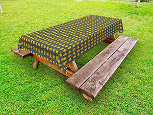 ABAKUHAUS Insetto Tovaglia da Esterno, Ritmica Insetti Graphic Art, Tovaglia da Picnic Lavabile Decorativa, 145 cm x 210 cm, Grigio Terra Gialla