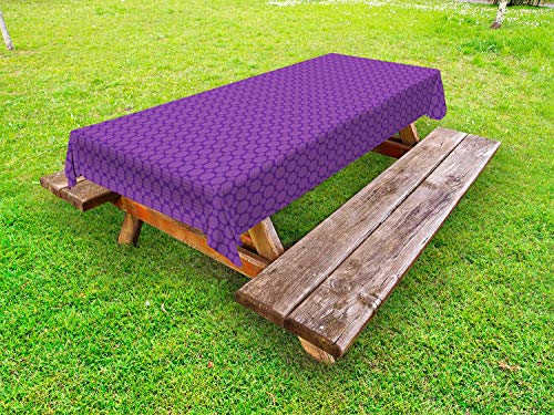ABAKUHAUS Geometrico Tovaglia da Esterno, Turni a Strisce Viola, Tovaglia da Picnic Lavabile Decorativa, 145 cm x 305 cm, Quarzo Viola Fucsia