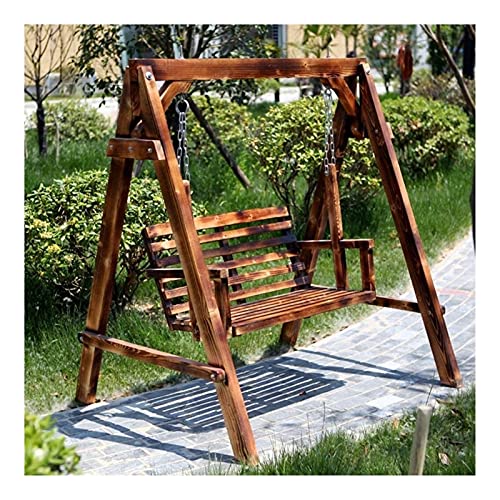 HLZY Grande aliante all'aperto con Supporto, Swing Portico con Supporto Arredamento Esterno Sedia Altalena, Tutta la Protezione Solare Impermeabile in massello Sedia a Dondolo Doppia terrazza