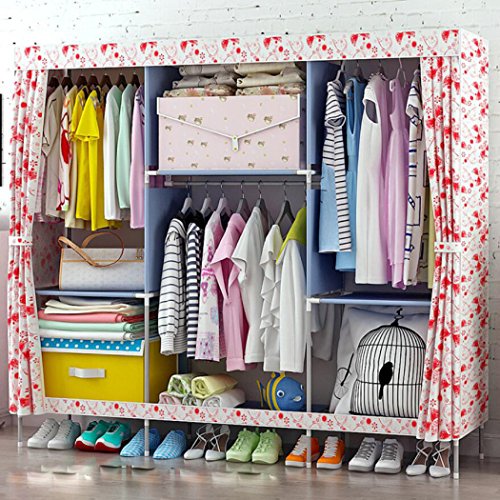 LyMei Armadio Portatile di stoccaggio di Ispessimento Armadio di Stoffa Oxford Organizzatore di stoccaggio Armadio di Montaggio in Acciaio Inossidabile,C_150CM*45CM*165CM