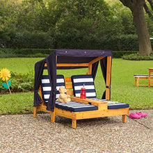 Kidkraft 524 - Doppia Sedia A Sdraio da Giardino, per Bambini, Legno, con Porta Tazze, Blu Scuro/Bianco, 92.96 x 86.36 x 88.9 cm, Età 3-4 anni