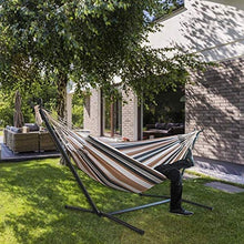 WMYATING per Giardino Esterno e Patio, Amaca con Stand Stand, Telaio in Metallo in Acciaio in Acciaio 100% in Tessuto di Cotone, con Cornice in Acciaio Robusto - 260 * 106 * 100 cm Lazy Sedia