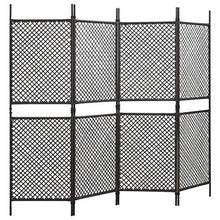 E E-NICES Paravento a 4 Pannelli in Polyrattan Marrone 240x200 cm