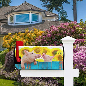 Divertente maiale animale girasole cassetta postale in legno copre magnetico grande casella postale avvolge giardino cortile decorazione casa dimensioni 64,8 cm x 53,3 cm