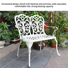 Panca da giardino retrò panchina da terrazza, Panca doppia in fusione di alluminio con schienale e braccioli, Panche decorative per corridoi del balcone del giardino di casa, Per prato, ingresso