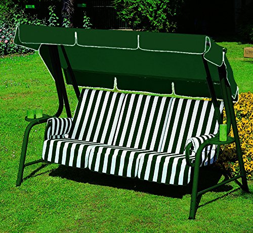 ARREDinITALY - Dondolo 4 posti con Struttura in Metallo e Cuscini Fantasia 60 - Struttura Verde Bosco - 100% Made in Italy