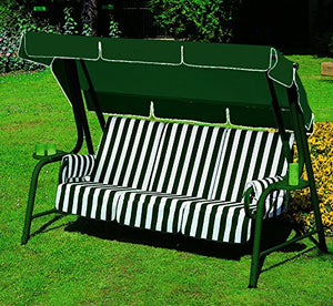 ARREDinITALY - Dondolo 4 posti con Struttura in Metallo e Cuscini Fantasia 60 - Struttura Verde Bosco - 100% Made in Italy