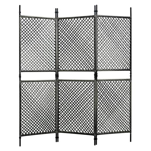 FAMIROSA Paravento a 3 Pannelli in Polyrattan Antracite 180x200 cm