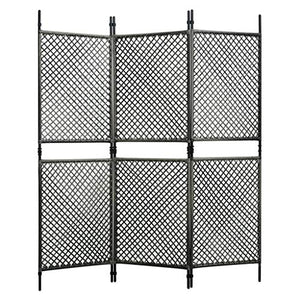 FAMIROSA Paravento a 3 Pannelli in Polyrattan Antracite 180x200 cm