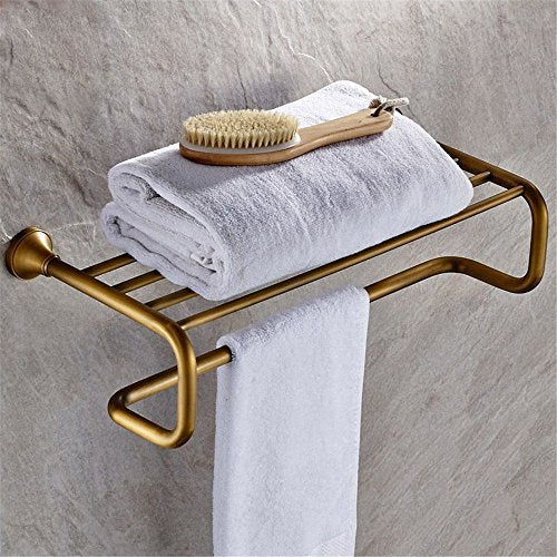 MBYW Portasciugamani Moderno Portasciugamani Elegante per Il Portasciugamani Doppio Strato in Rame Antico Spazzolato Accessori Hardware Europeo Appendiabiti da Parete Porta Asciugamani 59.5cm