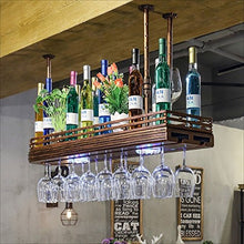 Portabottiglie per vino Sospensione per barra in metallo Bancone per bar Portabottiglie Ristorante Bicchieri da vino per uso domestico Cremagliera rovesciata Retro Arte in ferro Portabottiglie (Dime