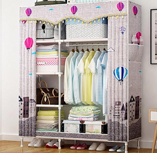LyMei Armadio per Abbigliamento Portatile Stoccaggio del Guardaroba di stoccaggio dell'organizzatore dell'Armadio del Panno di Oxford con Asta Pendente e Tasche Laterali,C_120*46 * 172cm