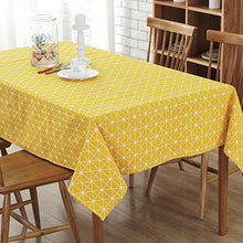 Tovaglia rettangolare in tela di canapa gialla geometrica 140x180cm (giallo)