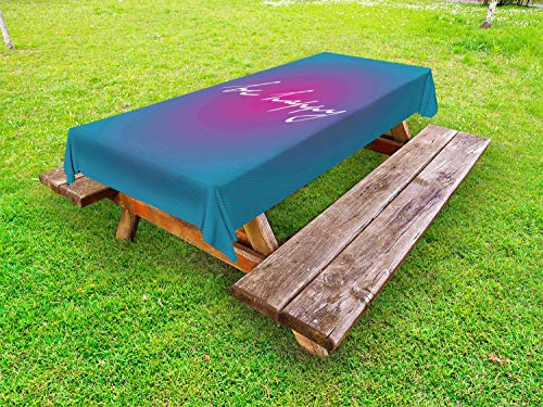 ABAKUHAUS Energia positiva Tovaglia da Esterno, Energetic Essere Felice, Tovaglia da Picnic Lavabile Decorativa, 145 cm x 210 cm, Magenta Blue Sea