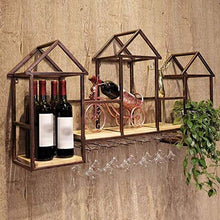 LLT Wine Rack, Cremagliera Della Decorazione Della Parete Della Novità, Wine Rack Ripiano in Vetro Parete Hanging Solido Porta Di Legno D'Epoca Di Stile Creativo Bar Decorazioni Di Bronzo