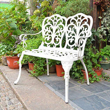 GaoF Panchina da Giardino da 35 Pollici con Sedile Doppio in Metallo per Esterni, Sedia con Schienale a Farfalla per Il Tempo Libero da terrazza sul Parco, sedili in Alluminio pressofuso per Esterni