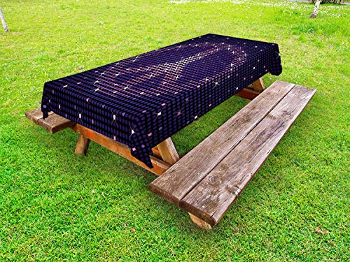 ABAKUHAUS Viola Hippie Tovaglia da Esterno, Segno di Pace, Tovaglia da Picnic Lavabile Decorativa, 145 cm x 210 cm, Indigo Viola