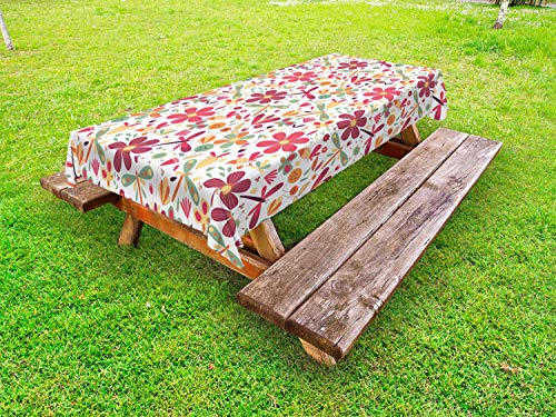 ABAKUHAUS Floreale Tovaglia da Esterno, Dragonfly Butterfly Spring, Tovaglia da Picnic Lavabile Decorativa, 145 cm x 210 cm, Secco Rose Terra di Siena bruciata