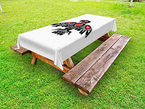 ABAKUHAUS Aquila Tovaglia da Esterno, Indigena Totem Bird Art, Tovaglia da Picnic Lavabile Decorativa, 145 cm x 210 cm, Dark Pink Purpleblue