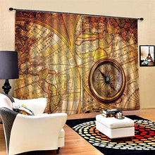 Mondiale Bussola Tenda, Mappa del Mondo Compass Tenda, Blackout Mappa 3D Compass Cortina for Soggiorno Camera da Letto Albergo Compass Curtain(2 Pannelli) Tende da Esterno