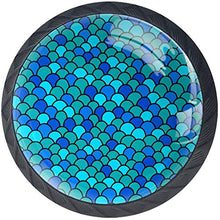 Reticolo blu verde verde della squama Pomelli per Porta Set di 4 Pomelli per Mobili Manopole per Cassetti Cucina Armadio Vetro