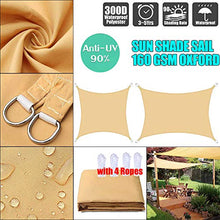 CH-GTJ Tenda A Vela Parasole Rettangolare,Ombrelloni da Giardino Impermeabile Protezione Antivento con UV Protezione per Terrazza, Campeggio, Cortile,Sandyellow,2.5X2.5m