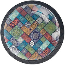 Modello etnico floreale diagonale colorato Pomelli per Porta Set di 4 Pomelli per Mobili Manopole per Cassetti Cucina Armadio Vetro