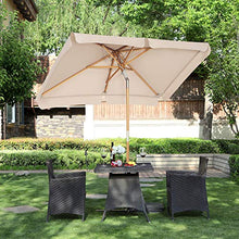 SONGMICS Ombrellone da Balcone di 2 x 1,25 m, Parasole Rettangolare Protezione UPF50+, Palo e Stecche in Legno, Inclinabile, Base Non Inclusa, per Terrazzo Giardino Patio, Tortora GPU26BR