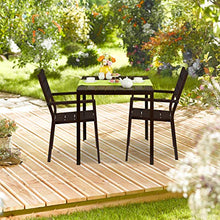 Relaxdays Set di 2 Sedie da Giardino, Effetto Legno, Resistenti alle Intemperie, in Plastica e Metallo, Stabili, Marrone, acciaio, Set 2x