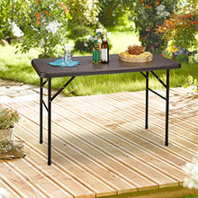 Relaxdays Tavolo da Esterno in Ottica Rattan Modello Bastian Disponibile in Diverse Misure e con Struttura in Metallo, Marrone Scuro