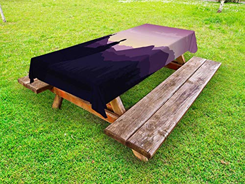 ABAKUHAUS Adventures Tovaglia da Esterno, Uomo Che gode della Vista, Tovaglia da Picnic Lavabile Decorativa, 145 cm x 265 cm, Quarzo Pastello Lilla