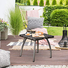 Outsunny Tavolino in Rattan Sintetico da Esterno, Giardino, Terrazzo Impermeabile Grigio 45x45x44cm